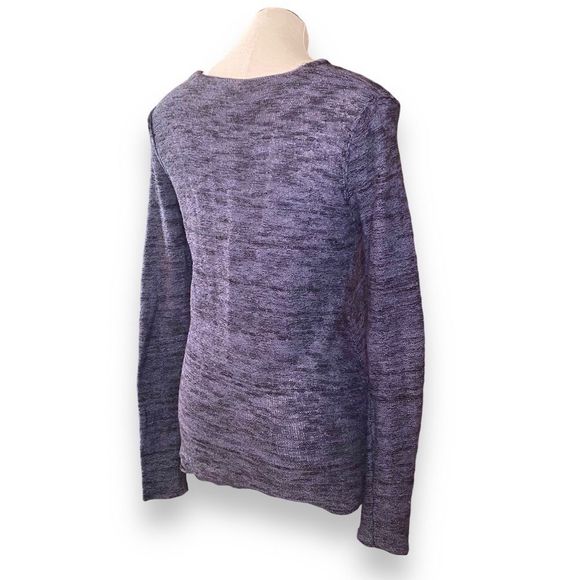 🎈 Free People Gotham Heathered Navy Faux Crossover Sweater Size Small - Picture 6 of 8